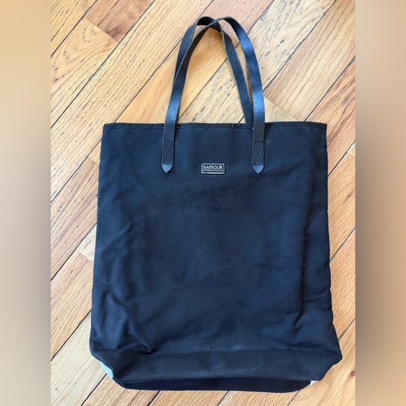 Barbour Racing Riding Biker Motorcycle Shoulder Handbag/Tote Black/White Canvas - Picture 4 of 16